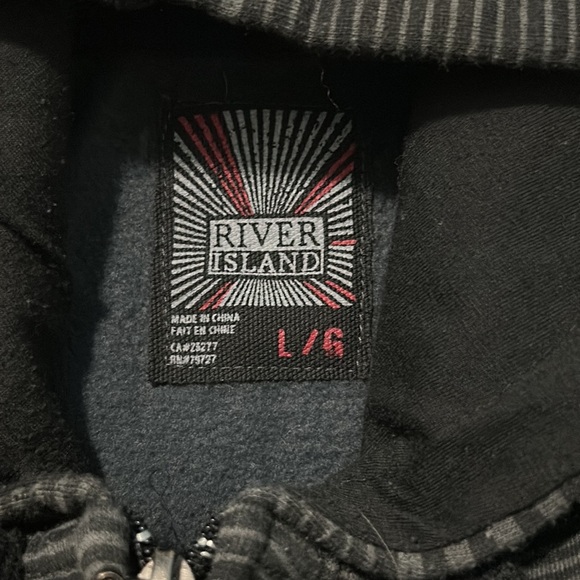 Y2K Striped River Island Black Hoodie - Picture 2 of 3